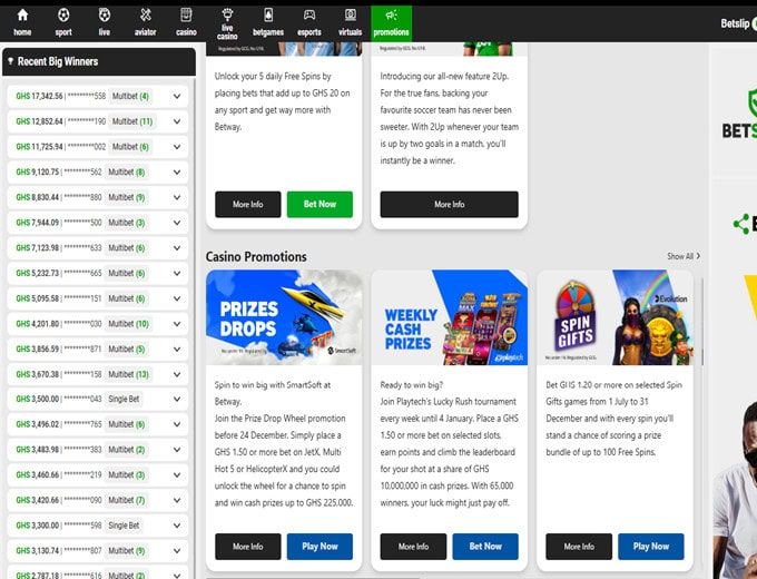 Betway Ghana promotions sikacasinos
